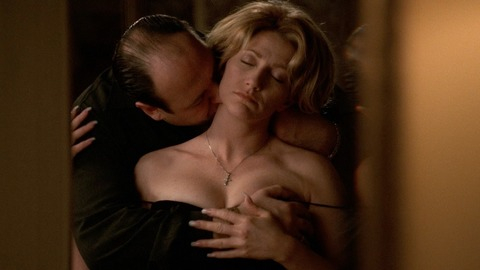 Edie Falco in The Sopranos (1999-2007) Sexy Black Dress Blonde 750487