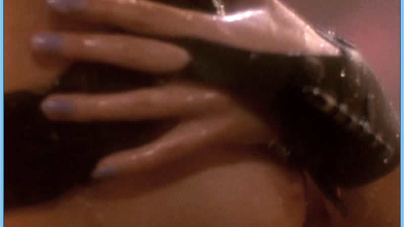 Eva Habermann Naked in Lexx. Breasts, black glove, covered in slime. 655843