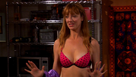 Judy Greer in The Big Bang Theory (2007-2019) Underwear Cleavage Pink Bra 684482