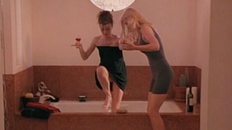 Marina Weston from Scorned Naked. Bush, brunette, drinking wine. 554309