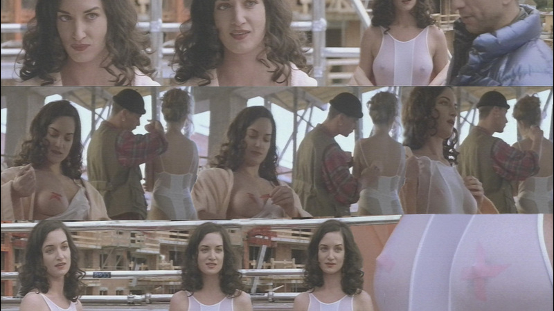 Sexiest Tina Scenes. Sexy, brunette, red tape on nipples. 777616