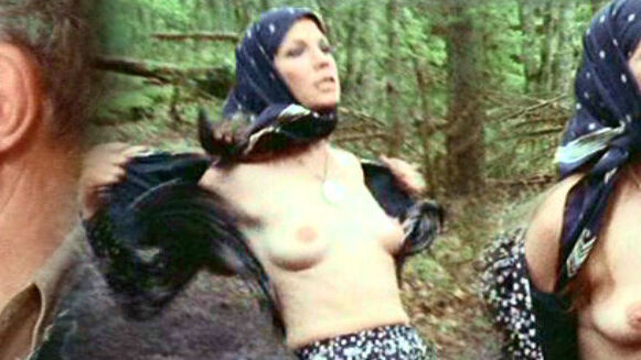 Alexandra Stewart Nude as La paysanne. Breasts, forest, head scarf. 704546