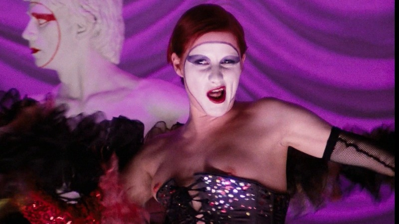 Nell Campbell Naked in The Rocky Horror Picture Show. Breasts, black corset, face paited. 746971
