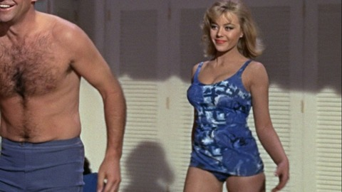 Sexiest Margaret Nolan Scene in Goldfinger. Bikini, SFW, blonde. 777901