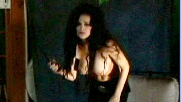 Julie Strain Nude as Linda. Breasts, big breasts, black skirt. 601748