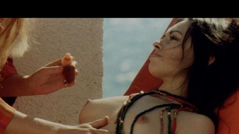 Olivia Steiner from The Hot Nights of Linda Naked. Breasts, brunette, hand on stomach. 730193