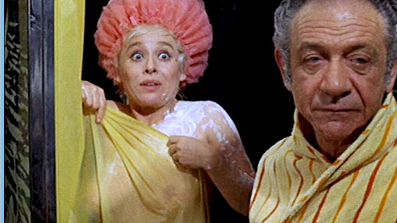 Hottest Barbara Windsor Scene in Carry On Abroad. Sexy, SFW, behind sheer shower curtain. 609458