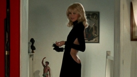 Mireille Darc in The Tall Blond Man with One Black Shoe (1972) Butt Black Dress Blonde 767429