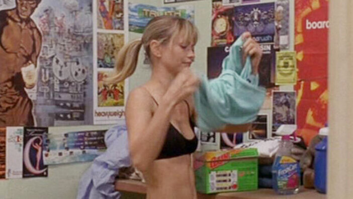 Sexiest Scenes of Adrienne from Dorm Daze. Underwear, black bra, brunette. 612989