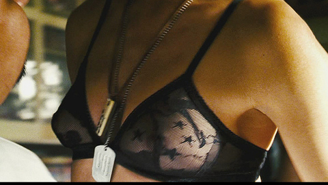 Keira Knightley in Domino (2005) Underwear Black Sheer Bra Black Underwear 670576