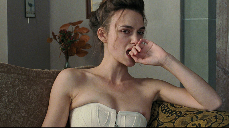 Keira Knightley Nude as Sabina Spielrein. Breasts, biting finger, breast peeking out. 709796
