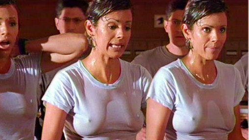 Sexiest Gladys Jimenez Scene in Tremors. Sexy, bathtub, breasts through wet shirt. 659725