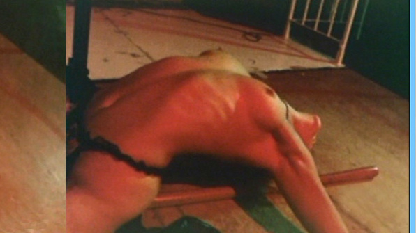 Lenore Zann Nude as Tina. Breasts, black thong, collage. 550112