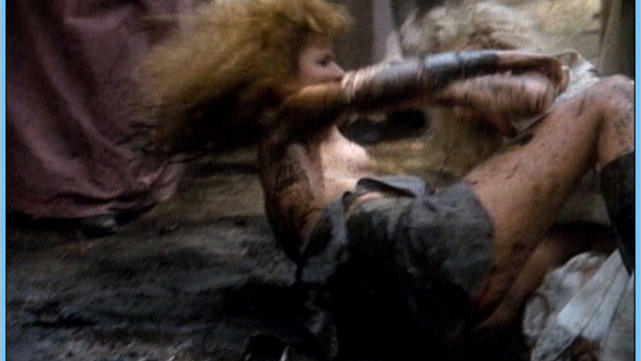 Erigena from Barbarian Queen II Naked. Breasts, blonde, mud wrestling. 574367