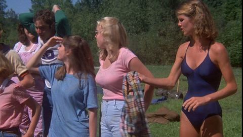 Leah Ayres in The Burning (1981) Sexy Blue One Piece Cleavage 727990
