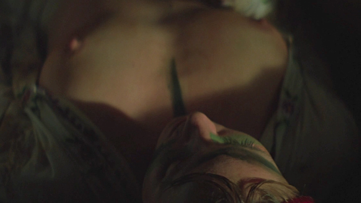 Cynthia Wood Naked as Carrie Foster. Breasts, face paint, hard nipples. 693327