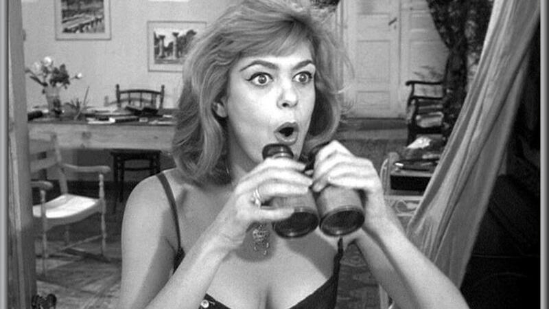 Sexiest Melina Mercouri Scene in Never on Sunday. Underwear, SFW, binoculars. 595285