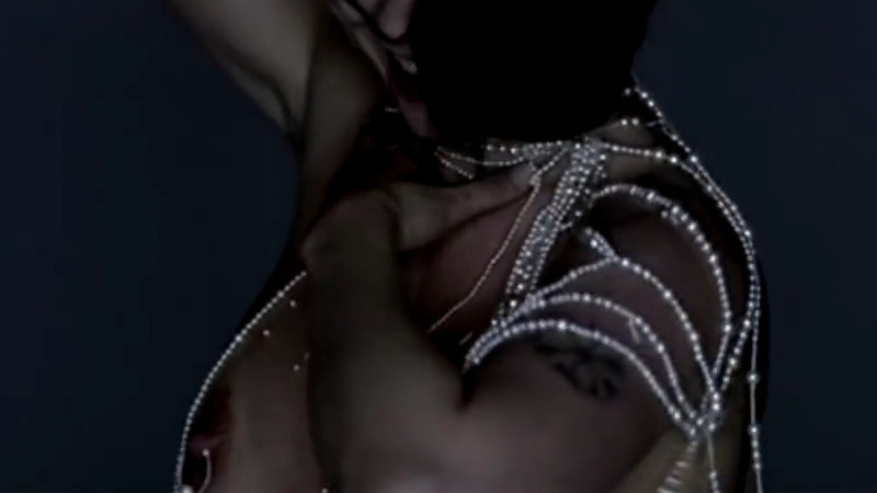 Nudes of Herself from Pagan Poetry. Breasts, blue background, hair blowing in wind. 793614