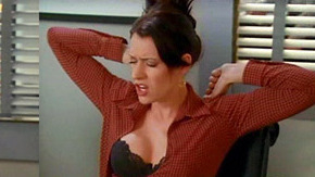 Andy Richter Controls the Universe's Sexiest Scenes with Paget Brewster. Underwear, black bra, brunette. 658212