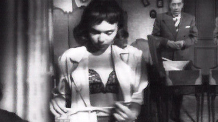 Hottest Françoise Arnoul Scene in Le fruit défendu. Underwear, black and white, black bra. 593828