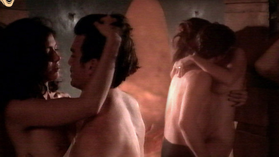 Caron Bernstein Nude as Isabel. Breasts, against wall, black hair. 536120