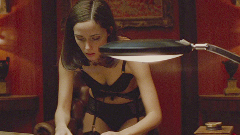 Rose Byrne in X-Men: First Class (2011) Underwear Black Bra Black Garter Belt 700692