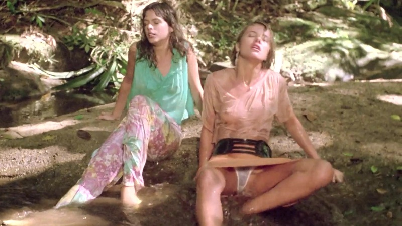Sexiest Scenes of Belinda from Massacre in Dinosaur Valley. Underwear, Sexy, breasts through wet top, brunette. 540119