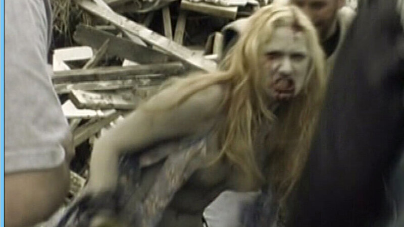 Naomi Vondell Nude as Tied Up Female Zombie. Breasts, bleeding from mouth, blonde. 624920
