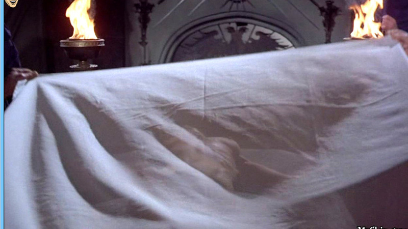 Maggie Wright Naked in Twins of Evil. Breasts, laying in bed, nude. 601603