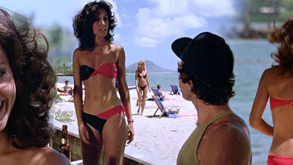 Sexiest Erin Gray Scene in Magnum, P.I.. Bikini, SFW, back exposed. 659263