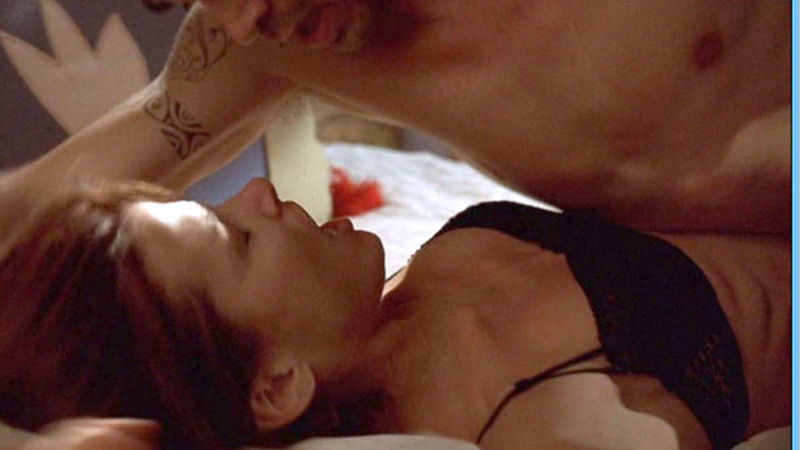 Hottest Bridget Moynahan Scene in The Recruit. Underwear, black bra, brunette. 602546