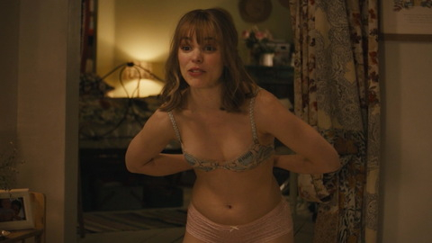 Rachel McAdams in About Time (2013) Underwear Blue Bra Brunette 733284