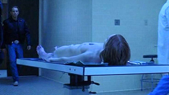 Mona from The Badge Naked. Breasts, autopsy table, brunette. 600623