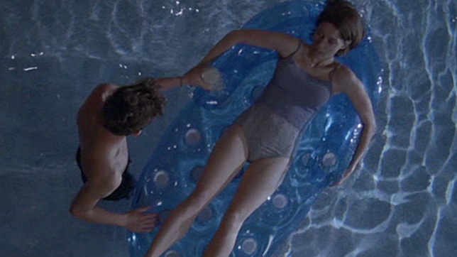 Sexiest Sarah Lind Scene in What Goes Up. Sexy, blue one piece, brunette. 672007