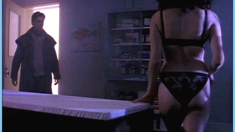 Sexiest Scenes of Mary Lou Maloney from Prom Night III. Underwear, SFW, black bra and panties. 554861