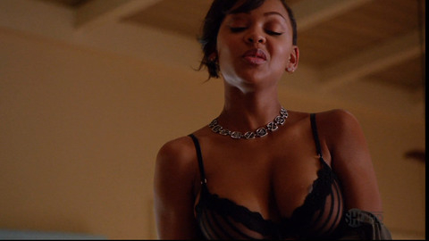 Meagan Good Naked as Kali. Breasts, Underwear, Black, black bra. 706953