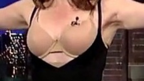 Tina Fey in Late Show with David Letterman (2009-2015) Underwear Arms Spread Black Leotard 763211
