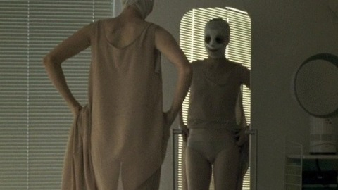 Sexiest Susanne Wuest Scene in Goodnight Mommy. Sexy, Underwear, bandages on head, bedroom. 779986