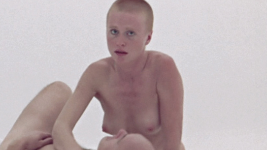 Maggie McOmie Naked in THX 1138. Breasts, bald head, couple. 691939