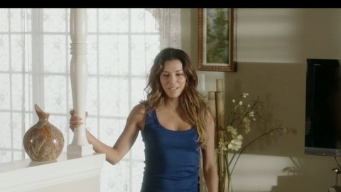 Eva Longoria in Any Day (2015) Underwear Blue Tank Top Brunette 760946