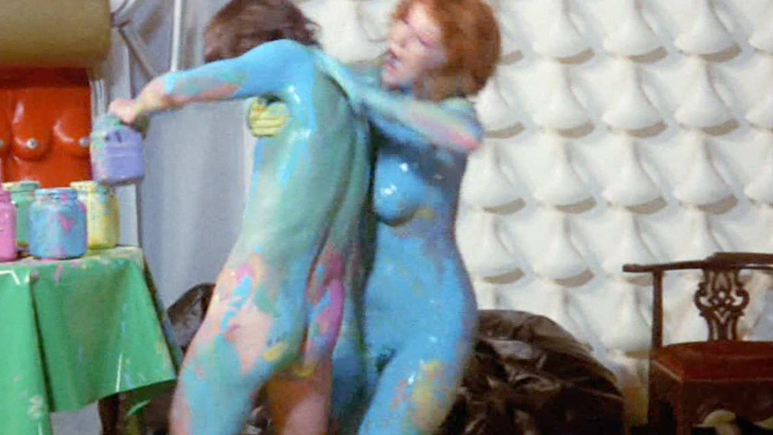 Kris McQuade Naked as Samantha. Breasts, Bush, blue paint, body paint. 722043