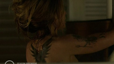 Sexiest Sarah Carter Scene in Falling Skies. Sexy, SFW, Tattoos. 741835