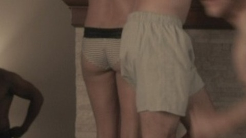 Amy Acker in Let's Kill Ward's Wife (2014) Underwear Black Bra Butt Peeking Out 759231