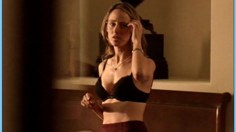 24's Sexiest Scenes with Kim Raver. Underwear, black bra, brunette. 657900