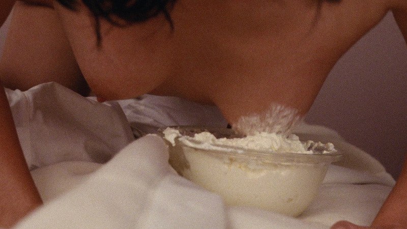 Nudes of Man in White Suit's Mistress from Tampopo. Breasts, brunette, cream on breast. 811470