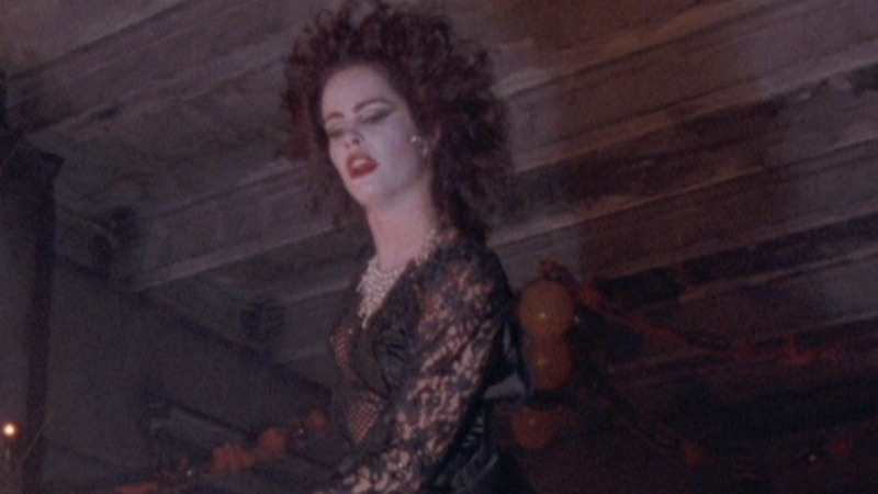 Nudes of Angela Franklin (as Mimi Kinkade) from Night of the Demons. Breasts, black dress, dancing. 734406