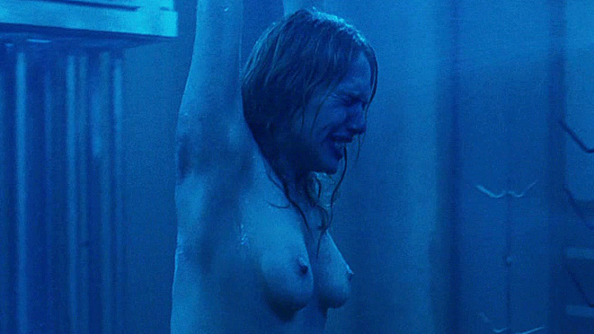 Nudes of Danica from Saw III. Breasts, being sprayed with water, blonde. 713874