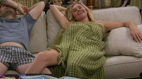 Laura Bell Bundy in Anger Management (2012-2014) Sexy Blanket Over Woman Blonde 746104
