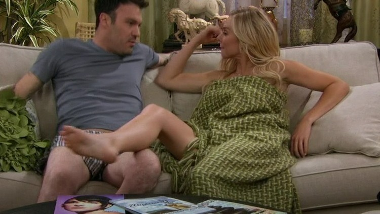 Anger Management's Sexiest Scenes with Laura Bell Bundy. Sexy, SFW, blanket over woman. 746106