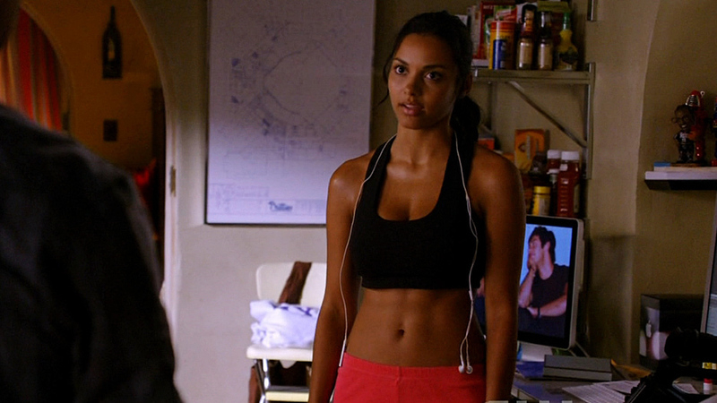 Hottest Jessica Lucas Scene in Melrose Place. Sexy, SFW, black sports bra. 676274